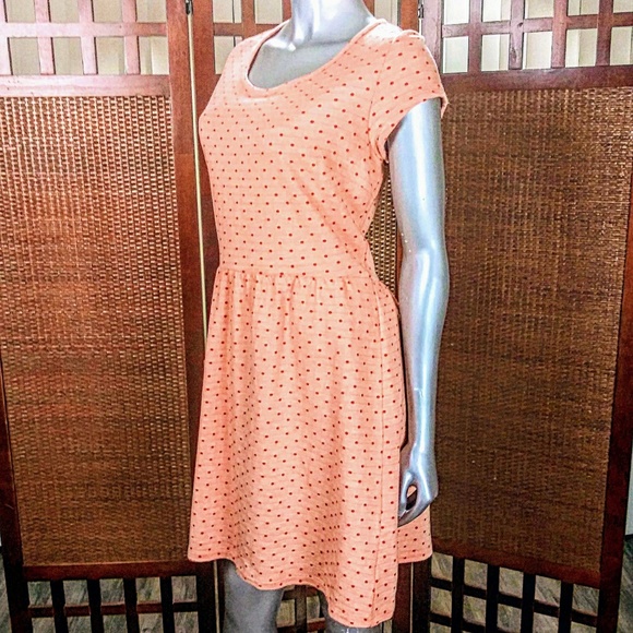 🎀MAISON JULES ORANGE POLKA DOT SHORT SLEEVE DRESS - Picture 3 of 6